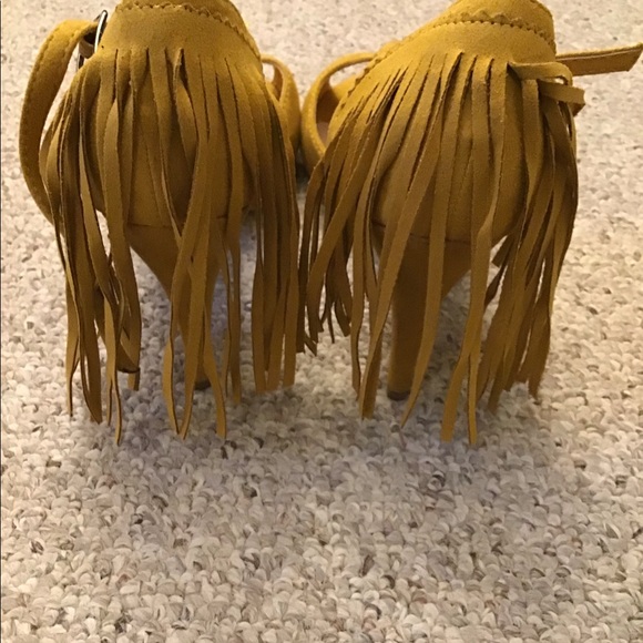 Mustard Fringed Heels - Picture 2 of 2